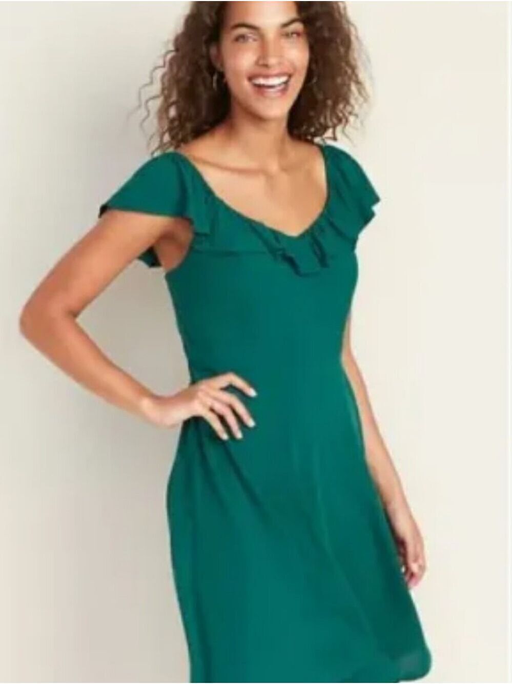 Old Navy Off The Shoulder Ruffle Cami Dress in Emerald Green Size Large Tall